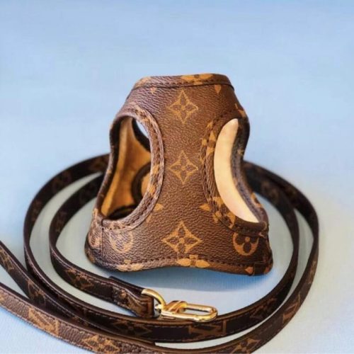 brown designer dog harness